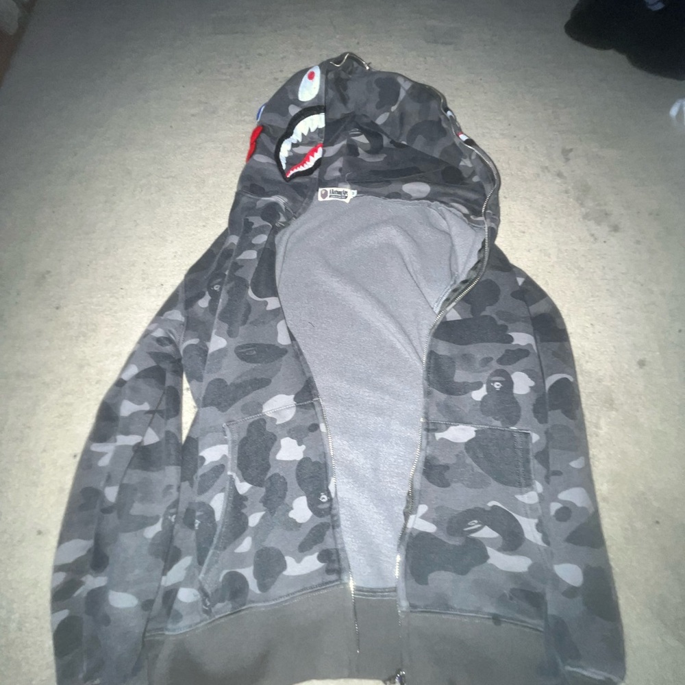 Bape Gray and Black Camouflage Jacket